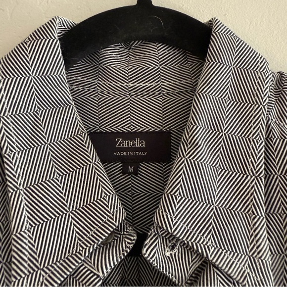 Zanella Black and White Patterned Button Down Long Sleeve Shirt - Picture 2 of 6